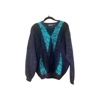 Michael James Vintage Knit Patterned Pullover Sweater